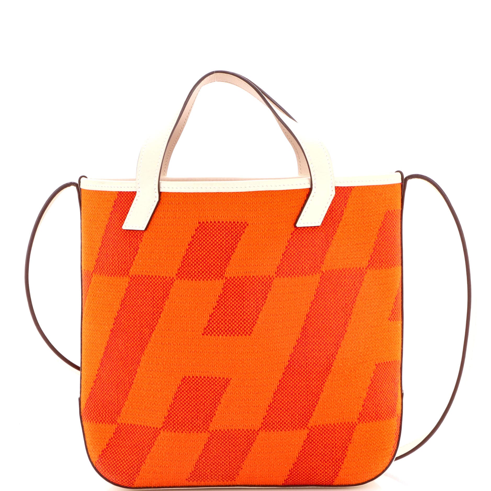 Pre-Owned Hermes Cabas H en Biais Tote Canvas with Leather 27, Main, color, Feu