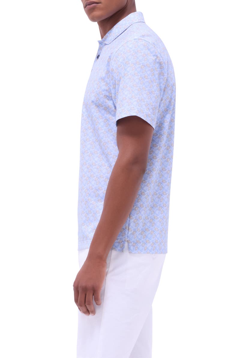 Bugatchi Victor OoohCotton<sup>®</sup> Leaf Print Polo, Alternate, color, Air Blue