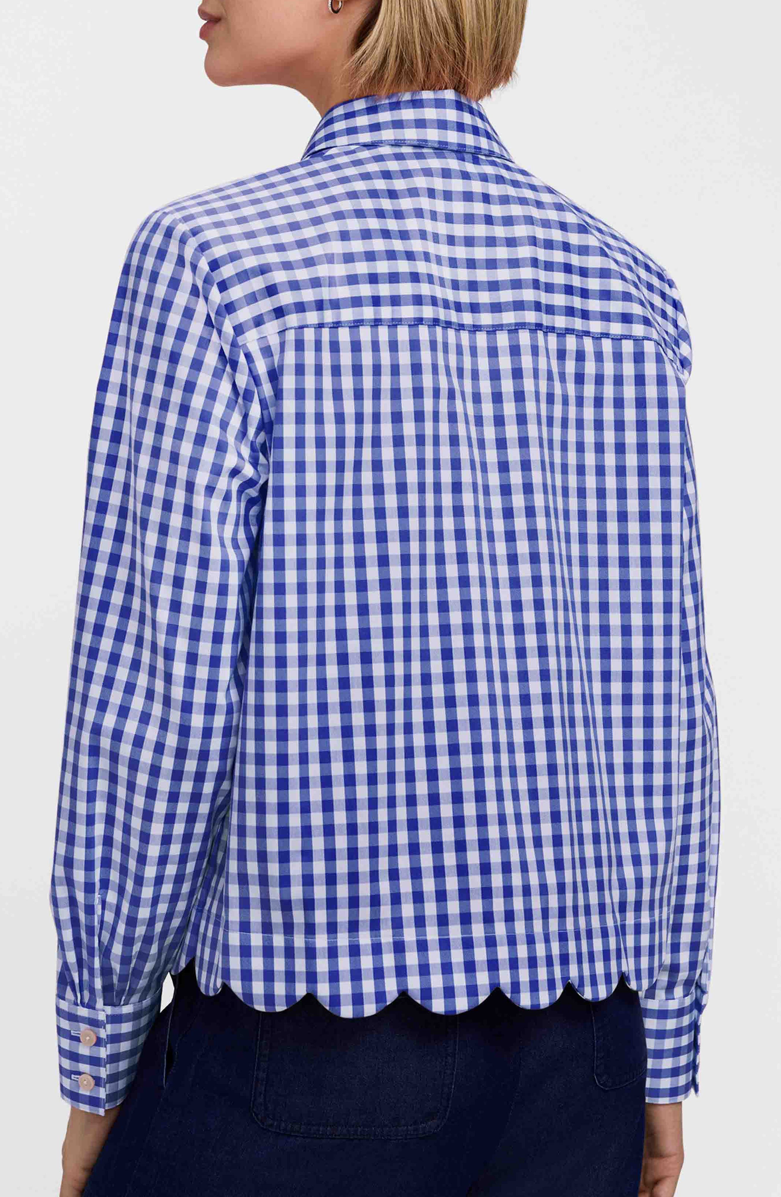 Scarlett Gingham Scallop Hem Button-Up Shirt - image 4