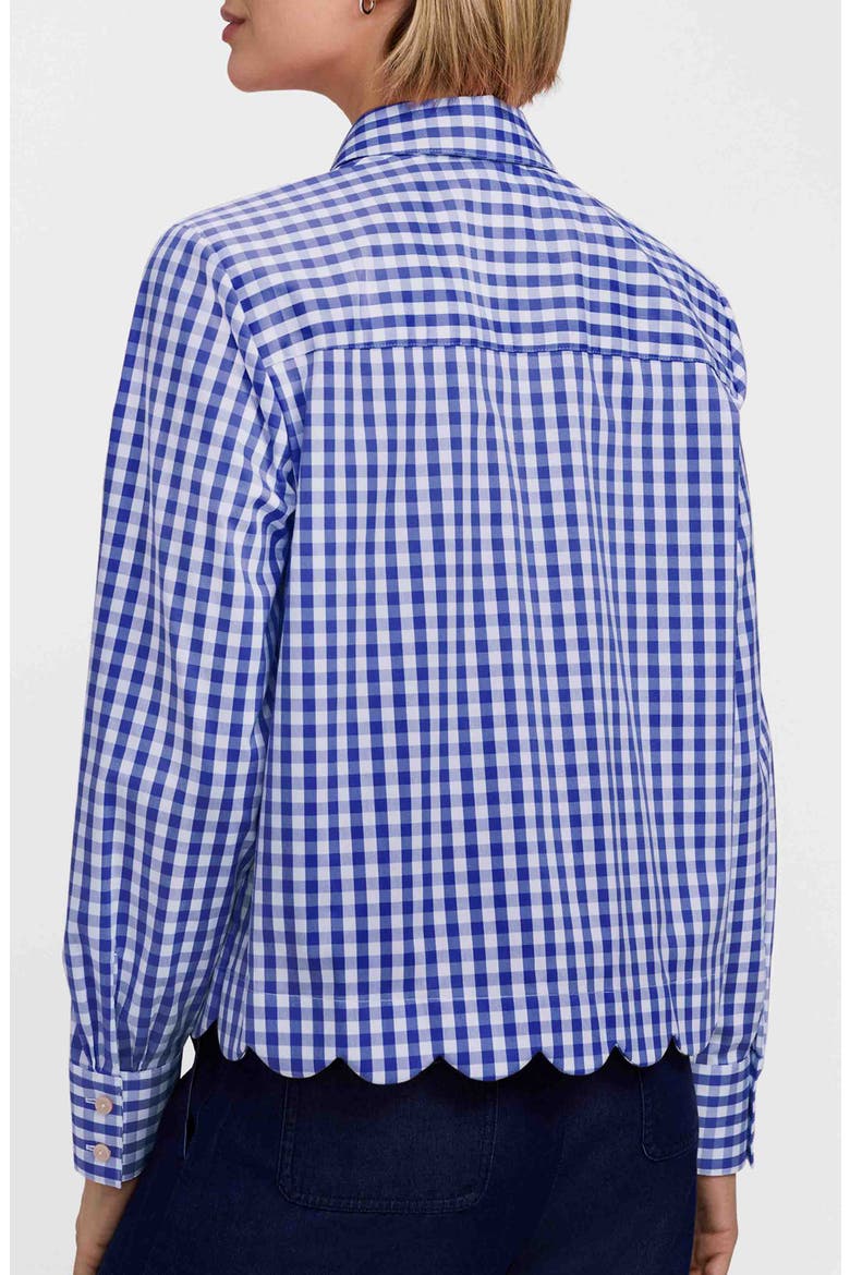 Scarlett Gingham Scallop Hem Button-Up Shirt, Alternate, color, BLUE/ WHITE