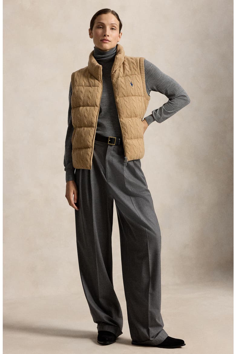 Wool & Cashmere Puffer Vest, Alternate, color, COLLECTION CAMEL MELANGE