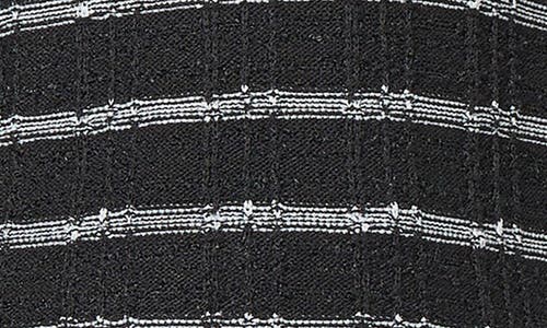 Ming Wang Stripe Fringe Bouclé Rib Sweater In Black