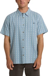 Billabong Sundays Stripe Jacquard Short Sleeve Cotton Button-Up Shirt
