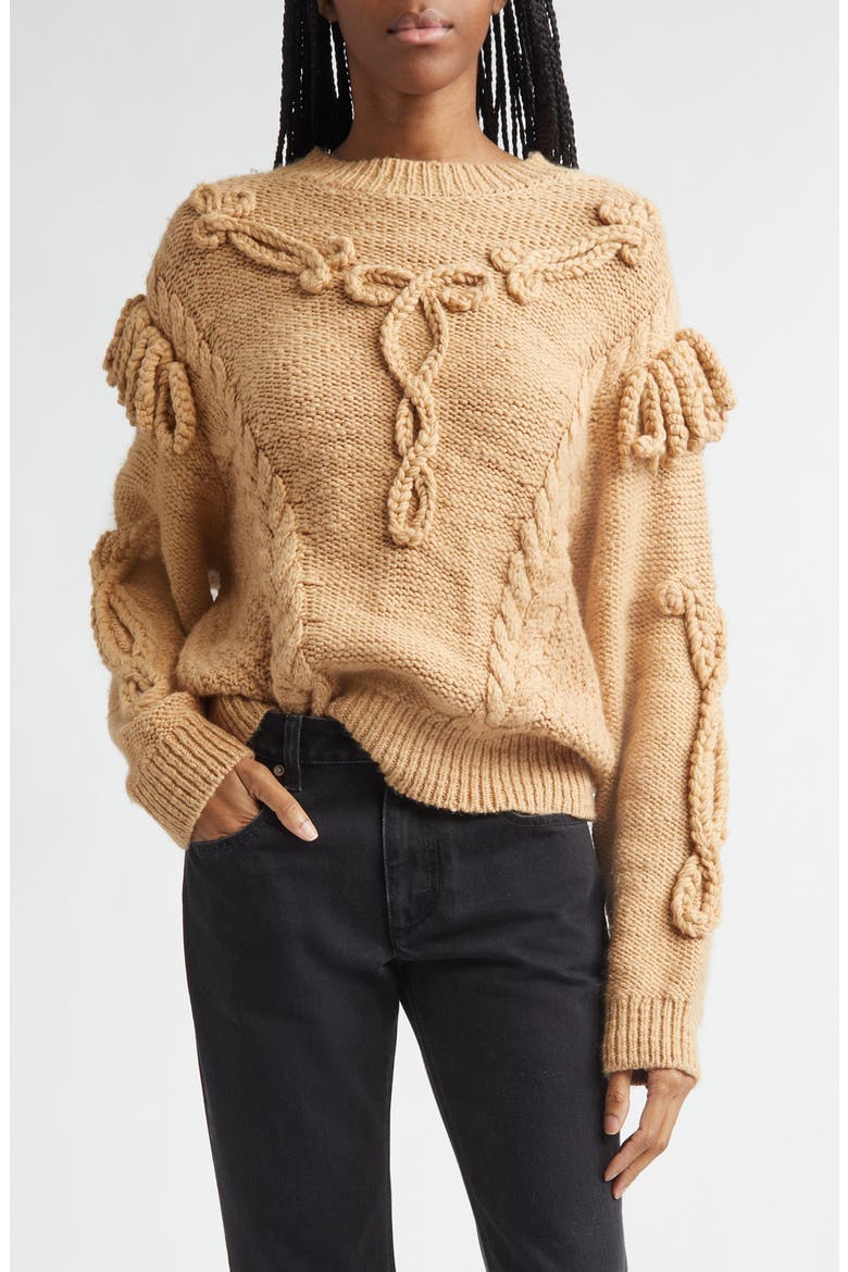 Katria Oversized Wool Blend Sweater, Main, color, CAMEL