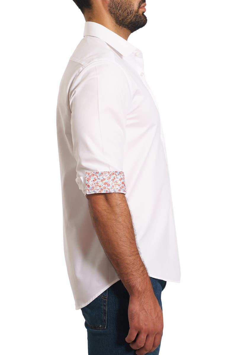 Jared Lang Trim Fit Pima Cotton Button-Up Shirt, Alternate, color, White