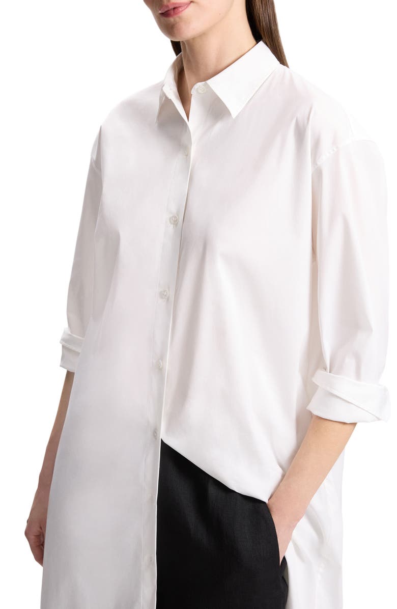 Theory Long Sleeve Cotton Blend Maxi Shirtdress, Alternate, color,