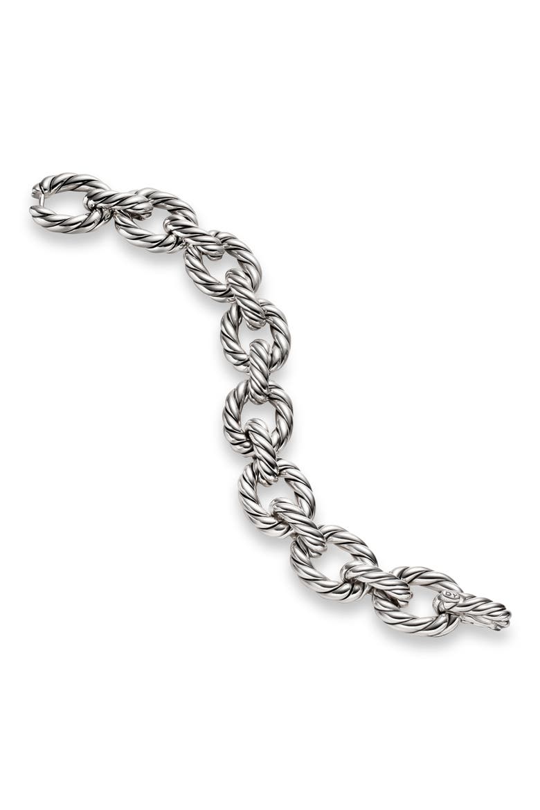 Sculpted Cable Oval Link Bracelet in Sterling Silver, 18mm, Alternate, color, SILVER