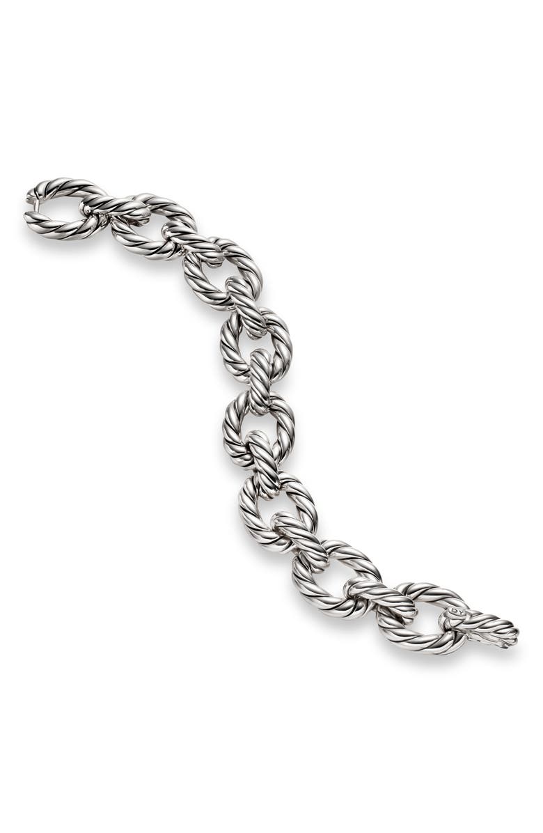David Yurman Sculpted Cable Oval Link Bracelet in Sterling Silver, 18mm, Alternate, color, Silver