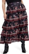 City Chic Drama Floral Ruffle Tiered Maxi Skirt