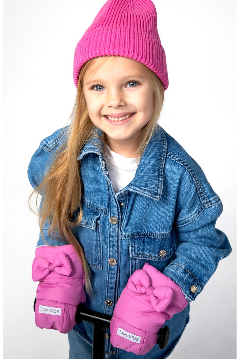 Warmmuffs Water Repellent Muffs, Alternate, color, HOT PINK BOWS