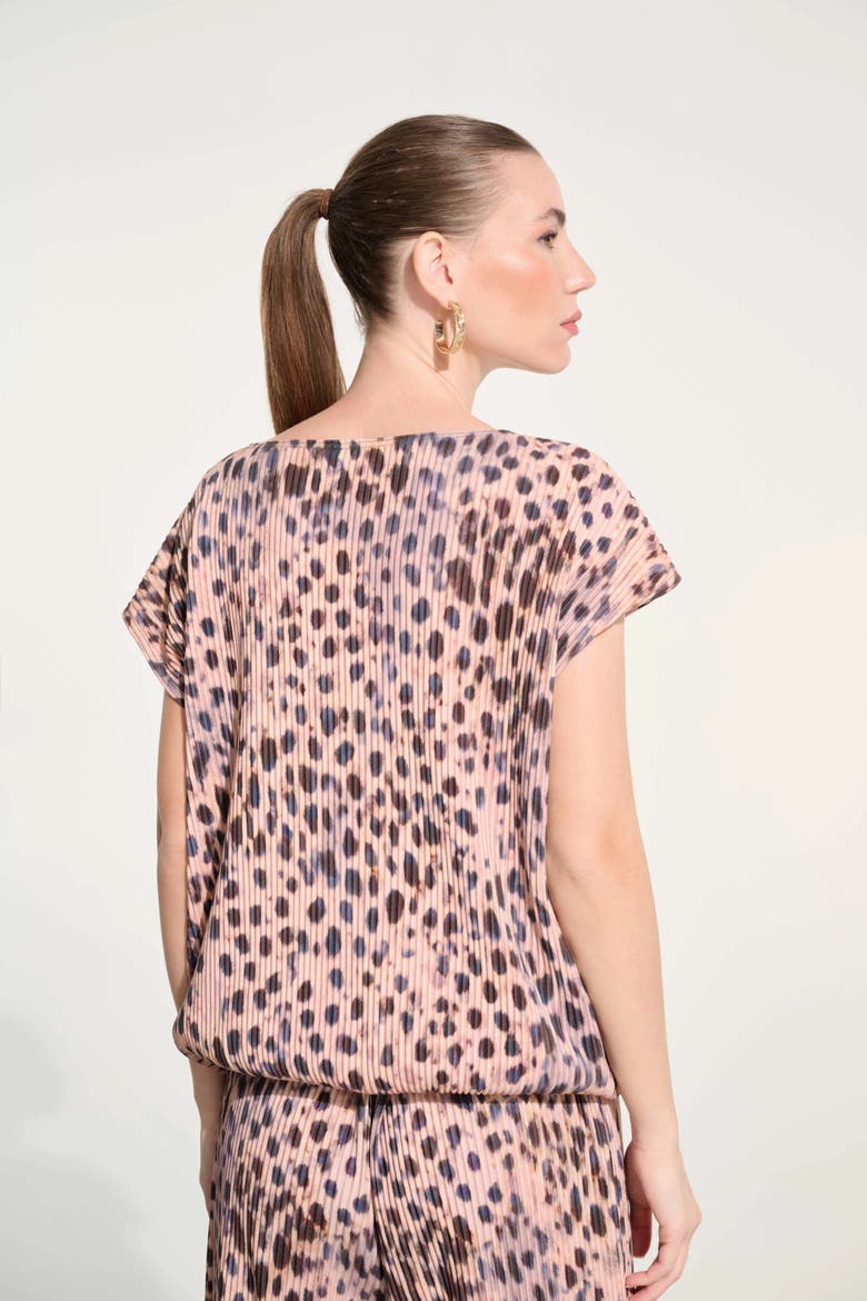 Pleated Scuba Crepe Animal Print Cocoon Top, Alternate, color, Beige/Multi