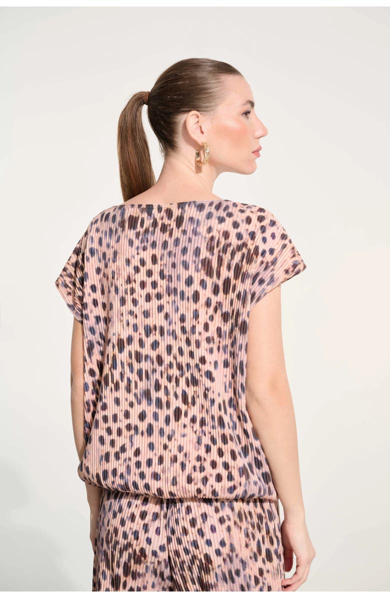 JOSEPH RIBKOFF Pleated Scuba Crepe Animal Print Cocoon Top, Alternate, color, Beige/Multi