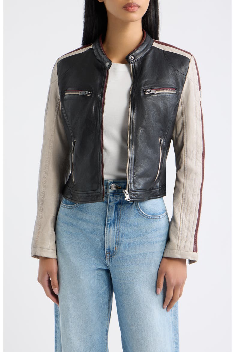 Isadora Leather Jacket, Main, color, BLACK