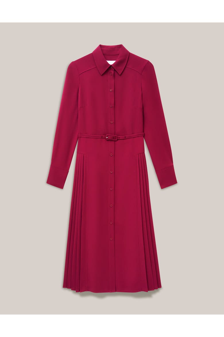 Ginny Belted Pleated Midi Shirt Dress, Alternate, color, Beetroot Pink