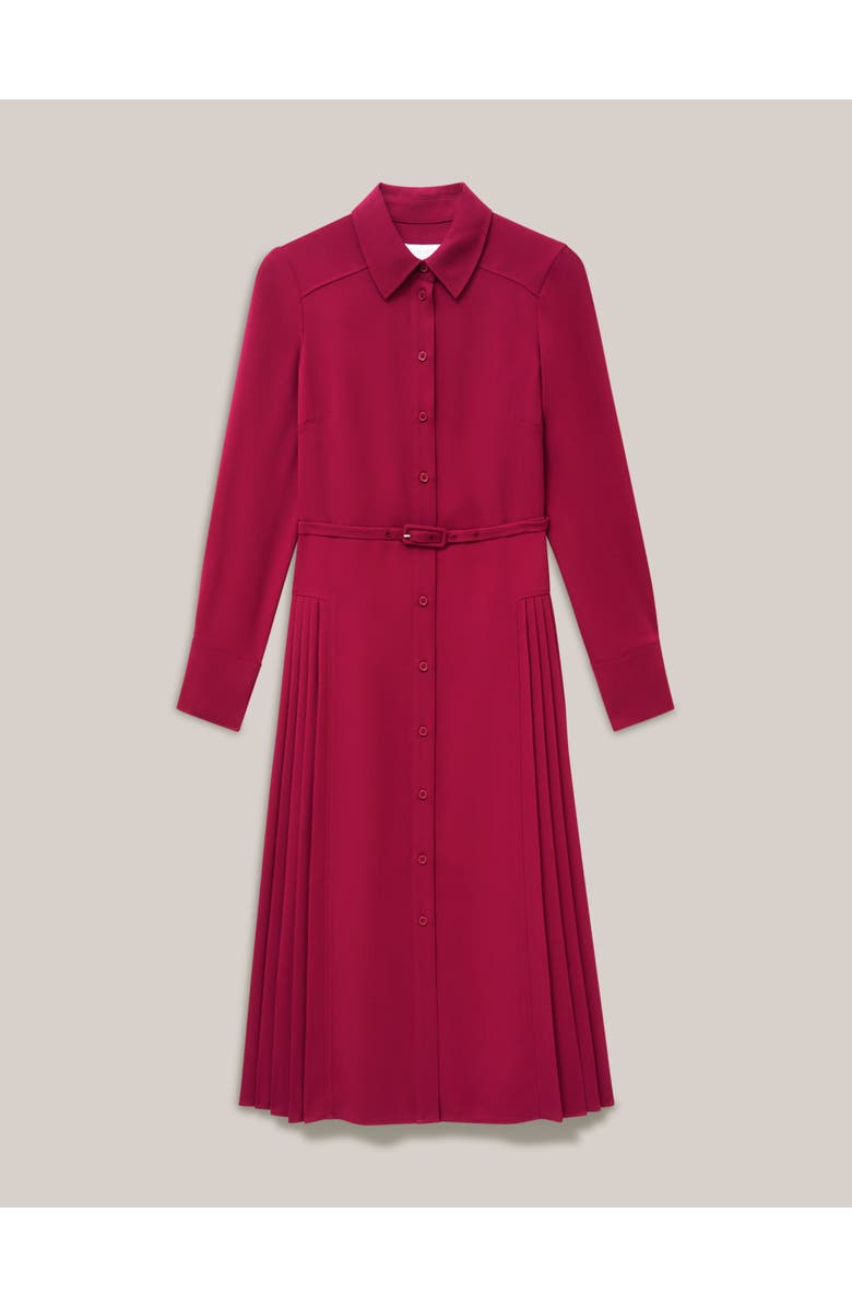 HOBBS LONDON Ginny Belted Pleated Midi Shirt Dress, Alternate, color, Beetroot Pink