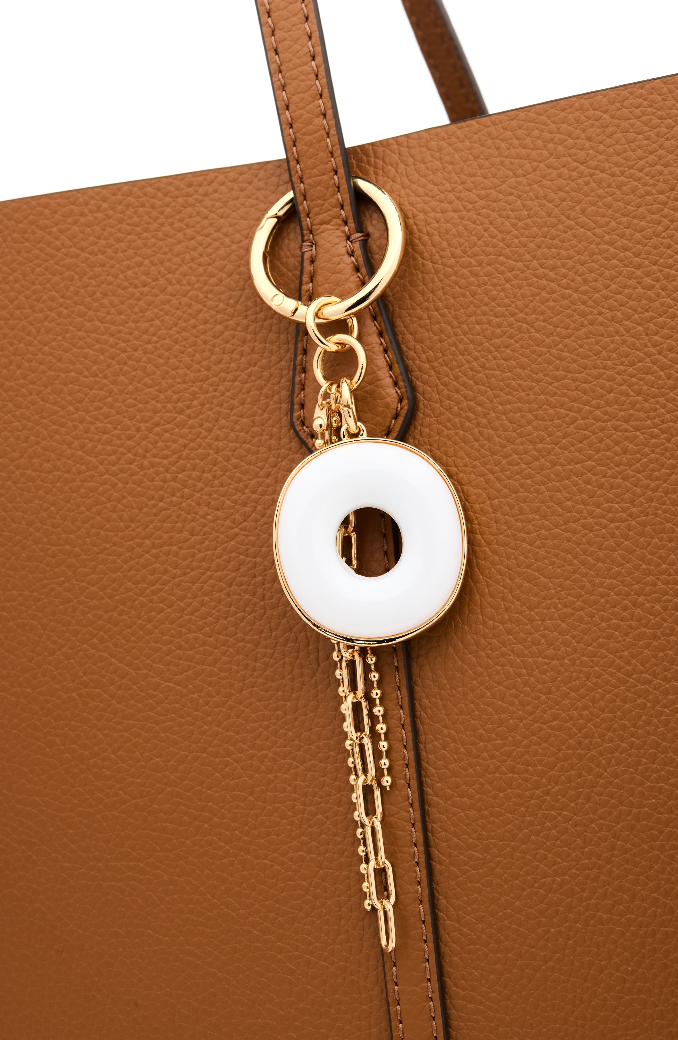 Resin Initial Bag Charm, Alternate, color, O- WHITE- GOLD