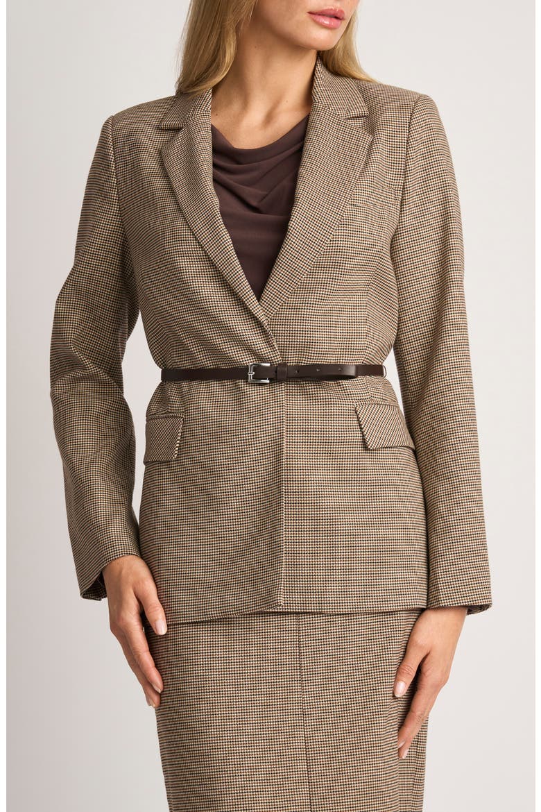 Belted Houndstooth Blazer, Main, color, TOBACCO BROWN