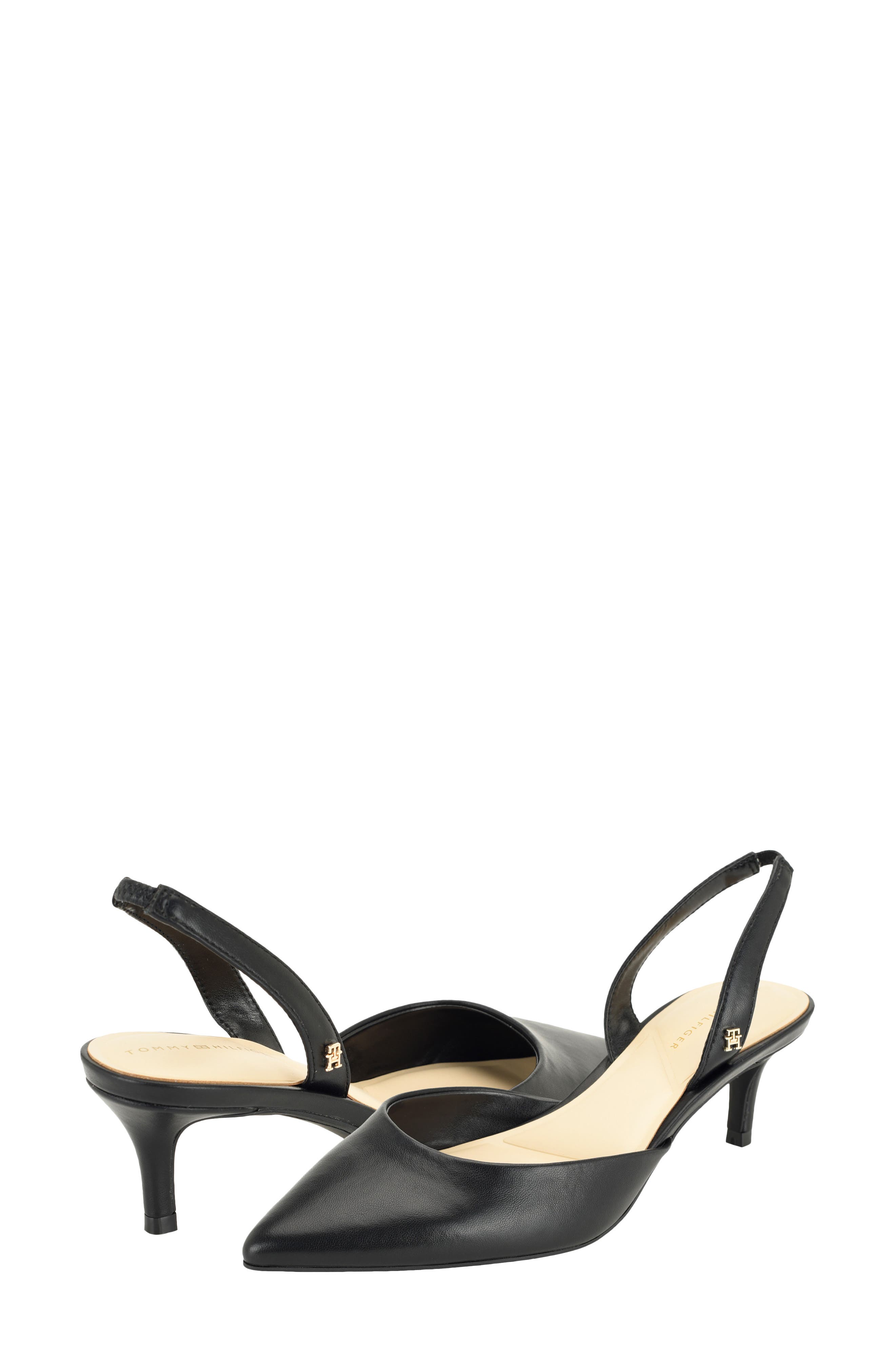 Tanna Slingback Pointed Toe Kitten Heel Pump, Alternate, color, BLACK