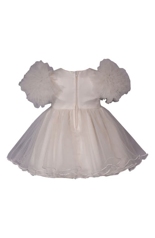 Iris & Ivy Ruffle Puff Sleeve Party Dress In Neutral