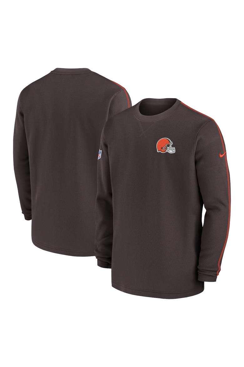 Men's Nike Brown Cleveland Browns 2024 Sideline Coaches Long Sleeve Top, Main, color, Brown