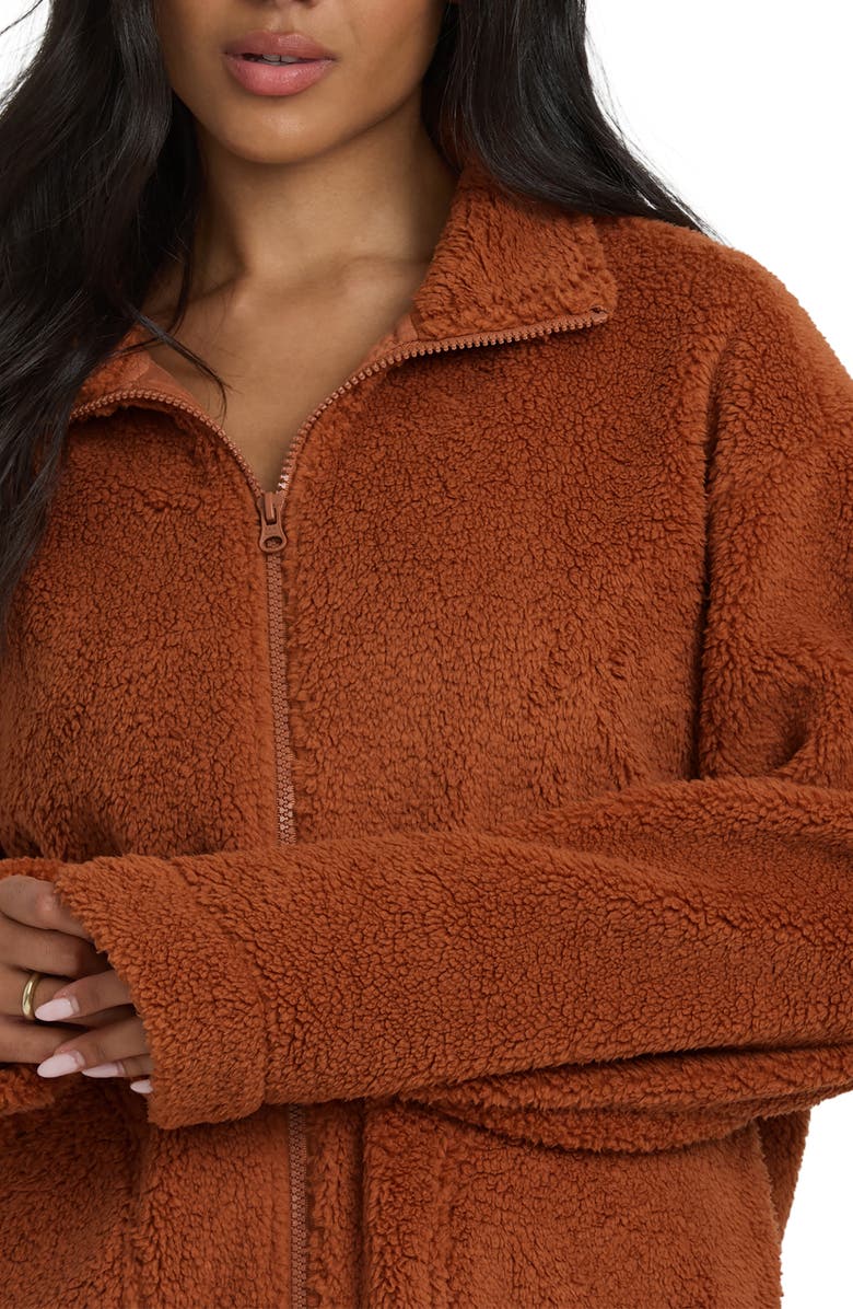 Billabong Sun City Embroidered Faux Shearling Jacket, Alternate, color, Cashew