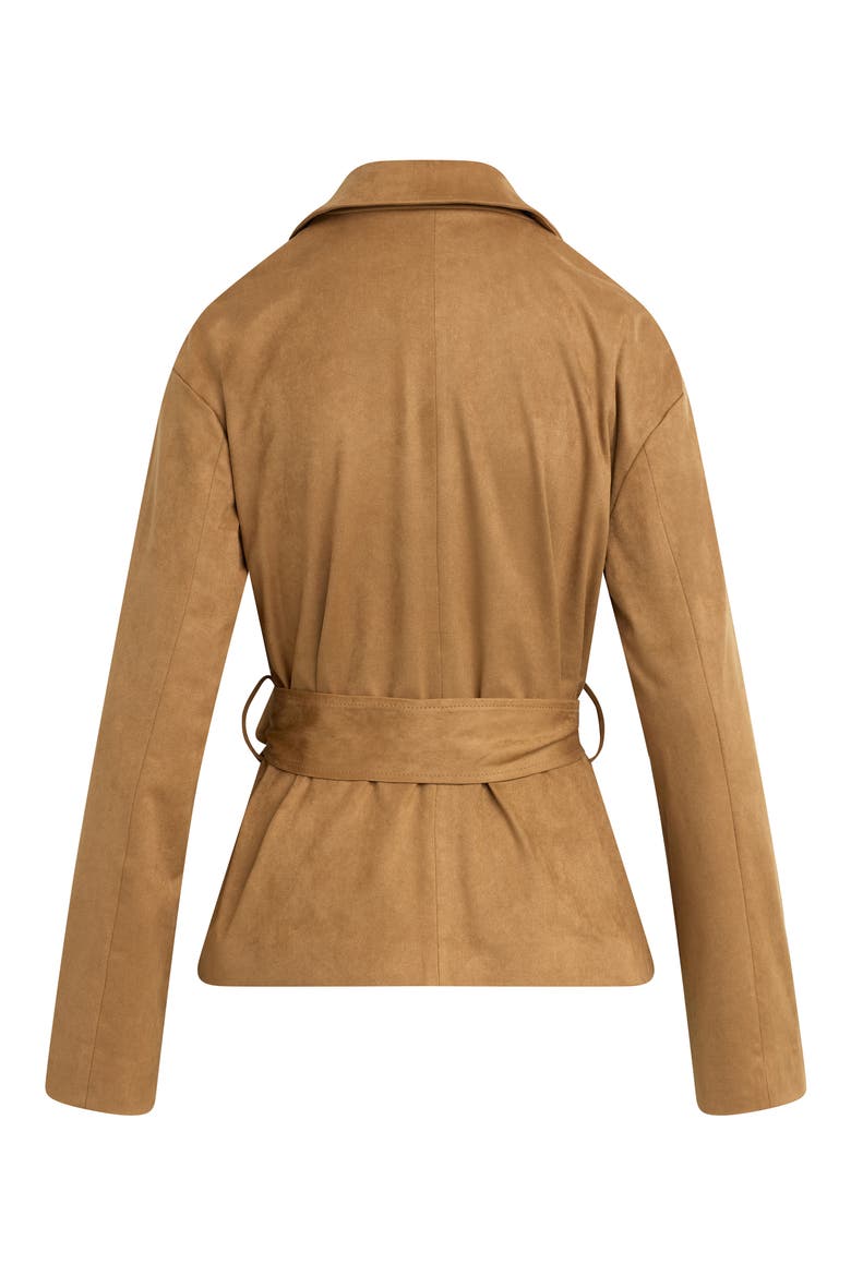 The Marina Faux Suede Wrap Jacket, Alternate, color, CAMEL