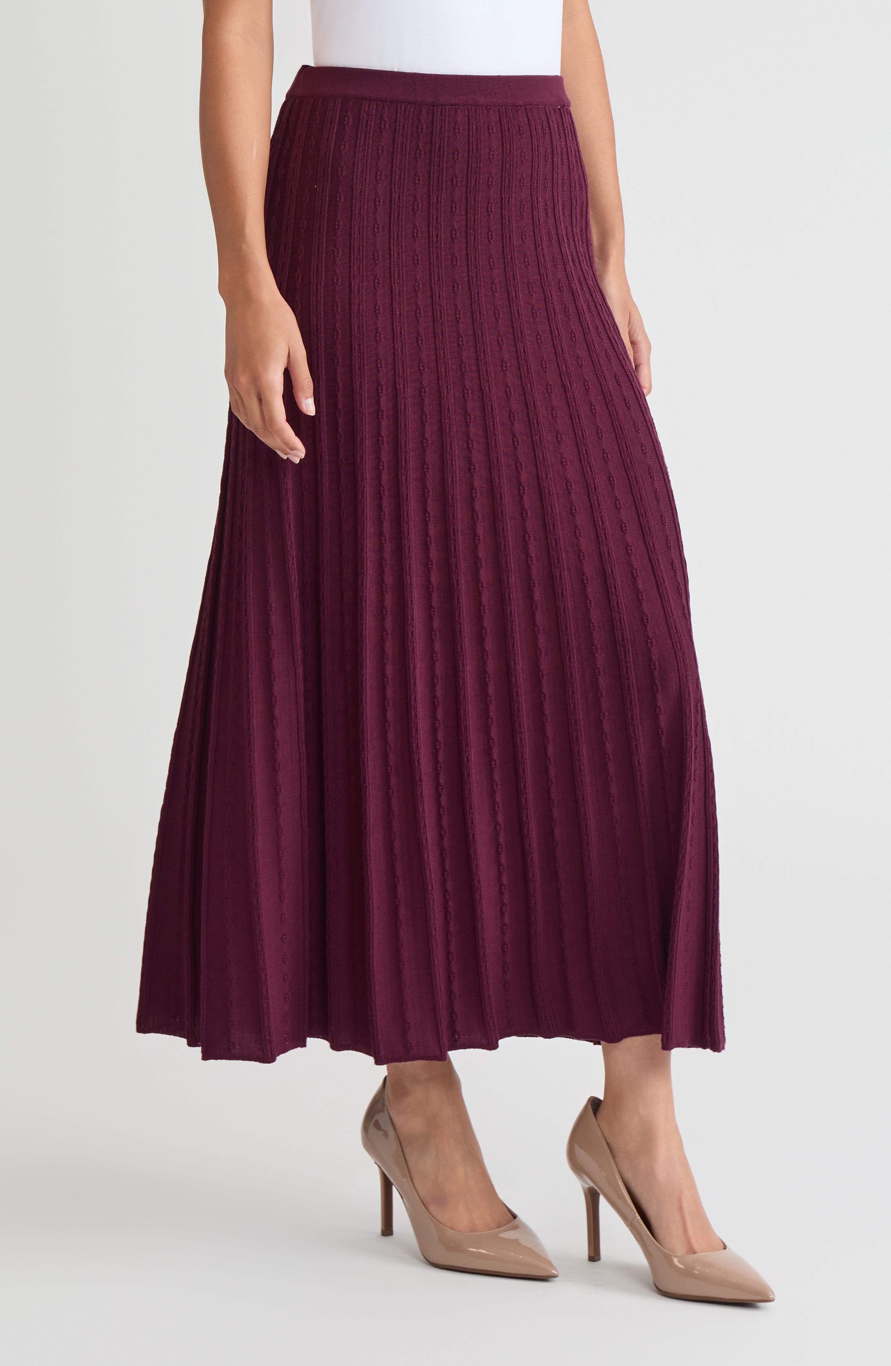 A-Line Raised Textured Soft Knit Maxi Skirt - image 2