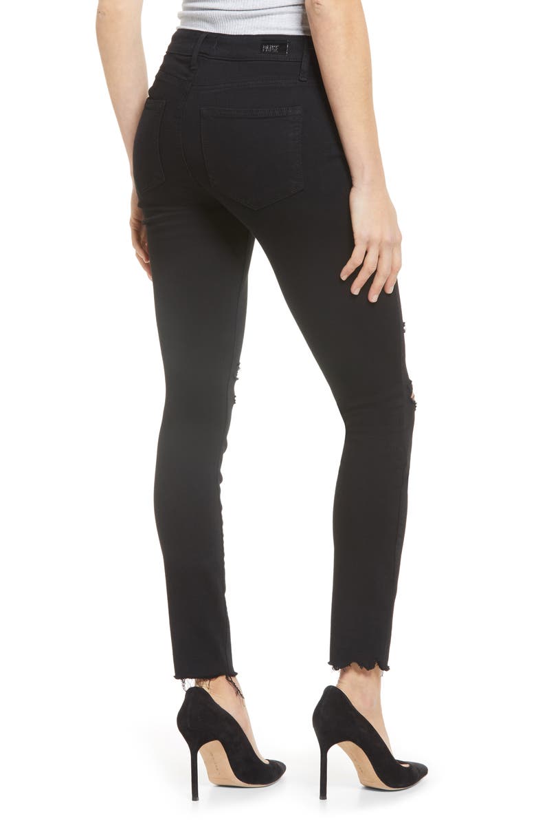 PAIGE Verdugo Deconstructed Hem Distressed Ankle Skinny Jeans, Alternate, color, Midnight Storm Destructed Hem