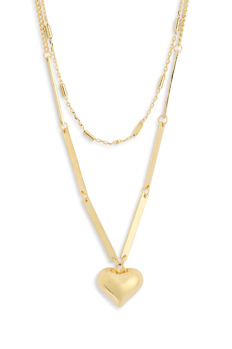 Heart Pendant Layered Necklace, Alternate, color, GOLD