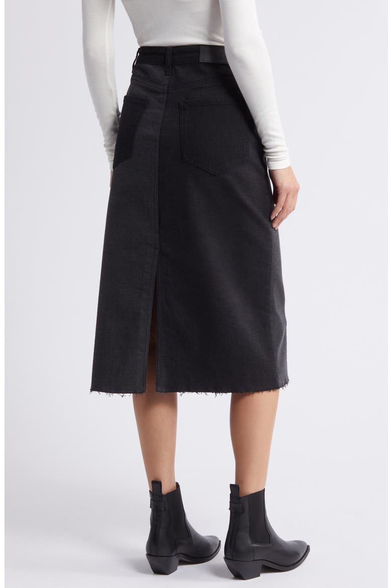 Highland Two-Tone Denim Midi Skirt, Alternate, color, BLACK PATCHWORK