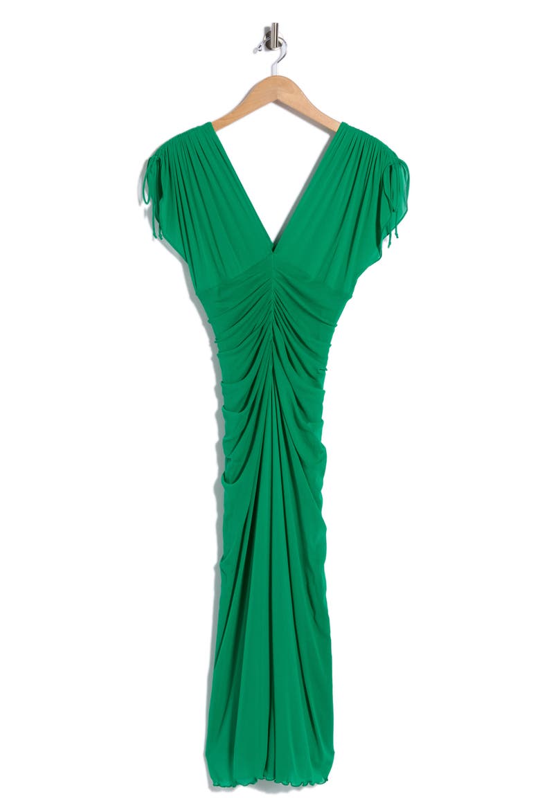Gathered Cap Sleeve Dress, Alternate, color, SIGNATURE GREEN