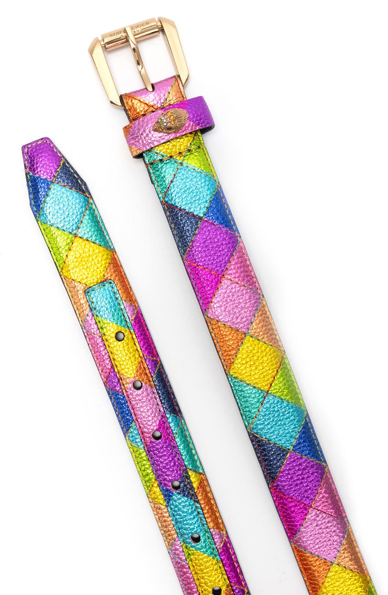 Kurt Geiger London Stained Glass Leather Belt, Alternate, color, Rainbow Multi