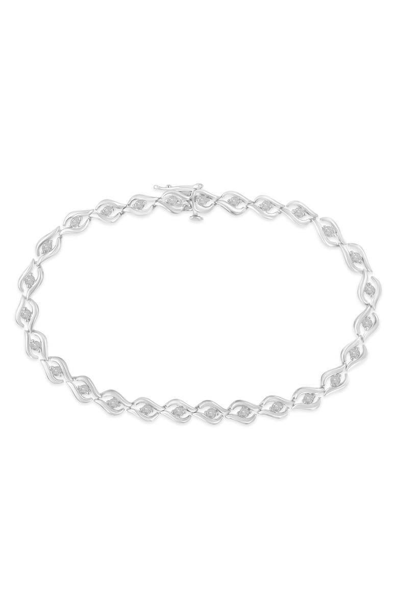 Silver 1/2 Cttw Rose Cut Diamond Almond Shape Link Tennis Bracelet, Alternate, color, White