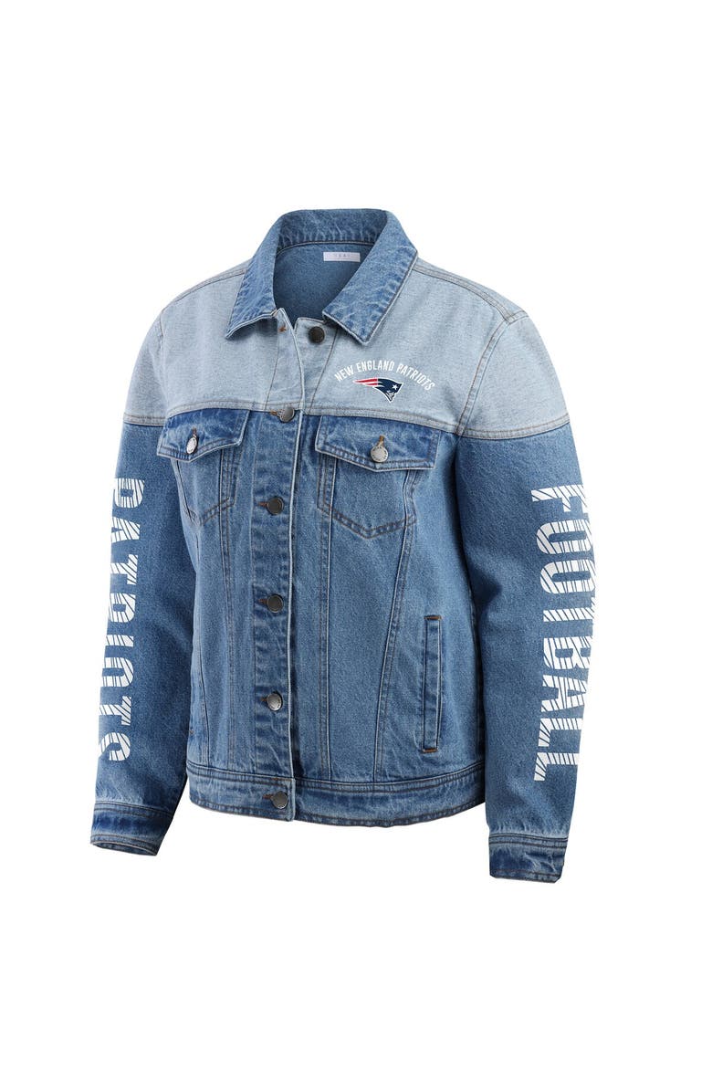 WEAR by Erin Andrews Women's WEAR by Erin Andrews  New England Patriots Full-Button Denim Jacket, Alternate, color, Denim