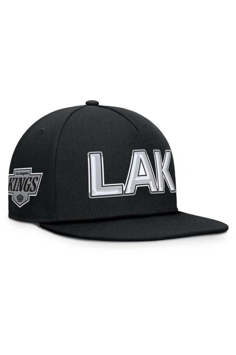 Men's Fanatics Black Los Angeles Kings Authentic Pro Rink Team Code Snapback Hat, Main, color, Black
