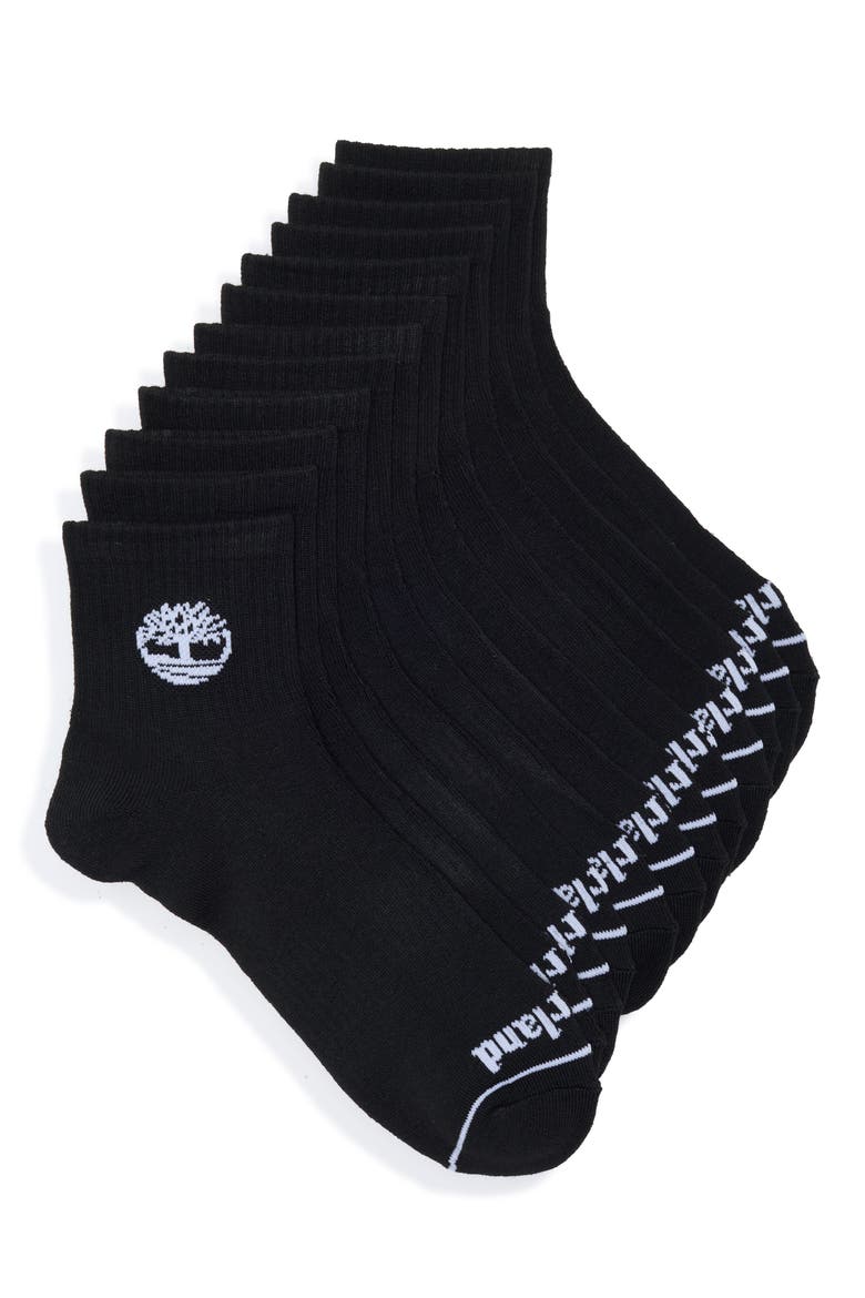 6-Pack Quarter Length Socks, Main, color, BLACK