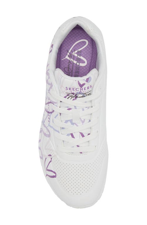 Skechers X James Goldcrown Uno Spread The Love Sneaker In White/purple