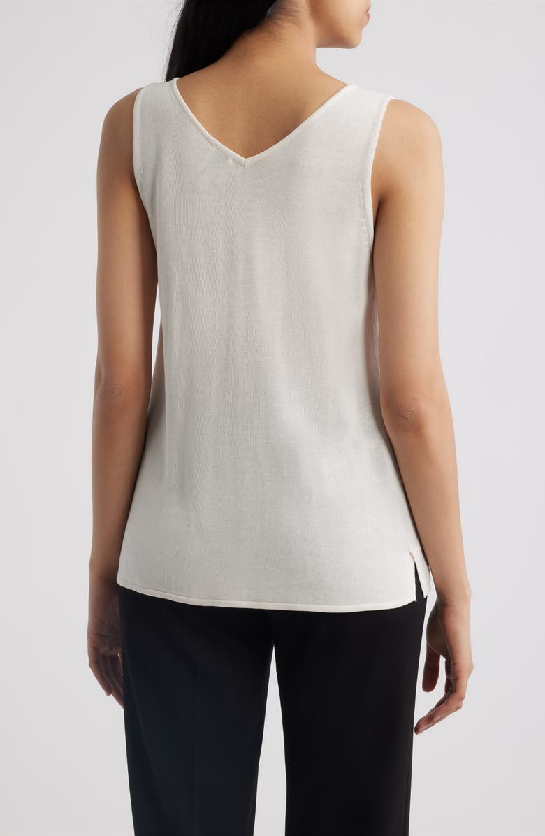 Anne Klein Double V-Neck Sweater Tank, Alternate, color, White Dove