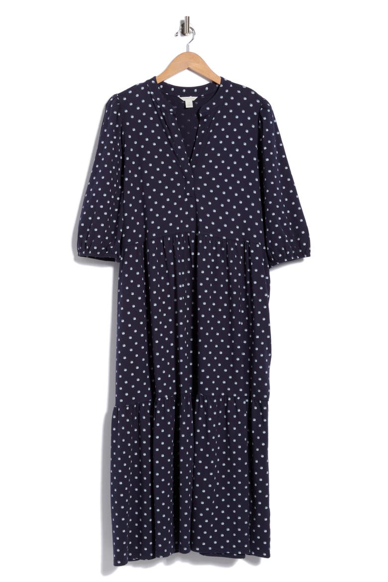 Knit Maxi Dress, Alternate, color, NAVY- IVORY HALF MOON DOT