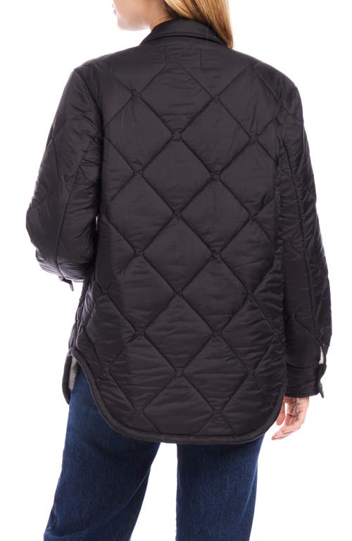 Karen Kane Faux Fur Lined Quilted Jacket In Black Cream