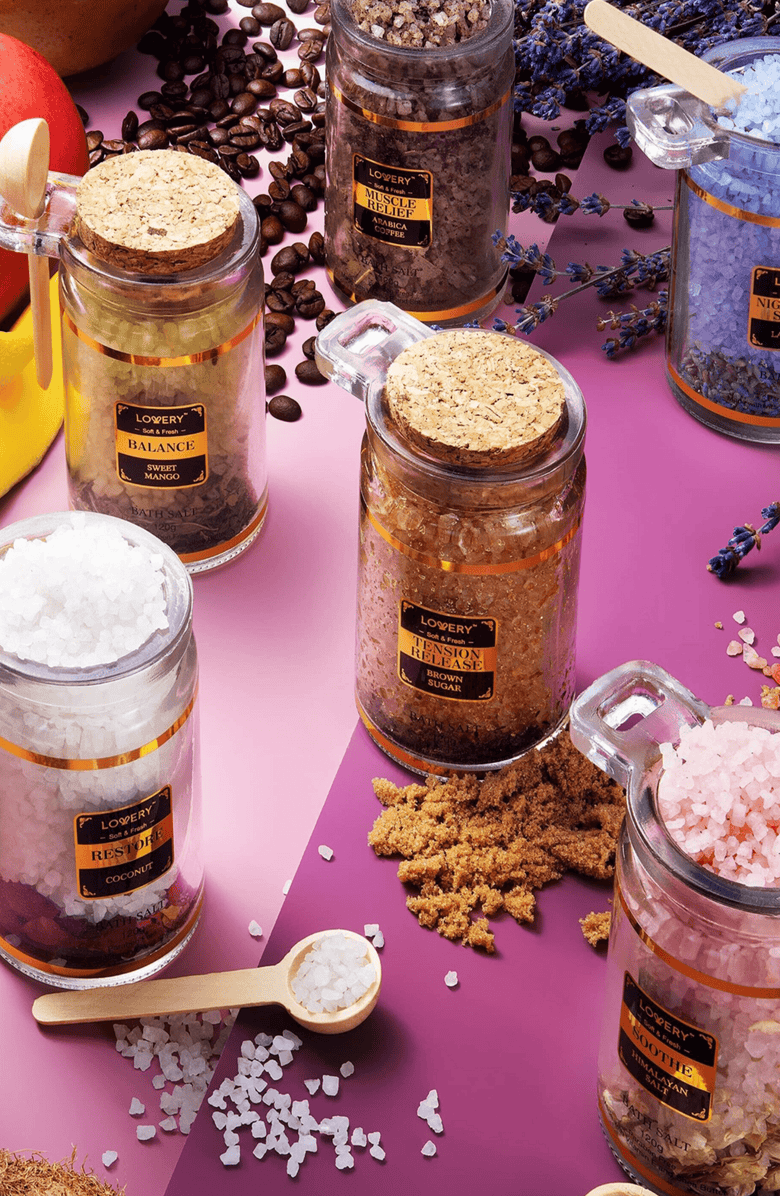 Lovery 6-Piece Bath Salts Gift Set with Natural Herbs and Essential Oils, Alternate, color, 