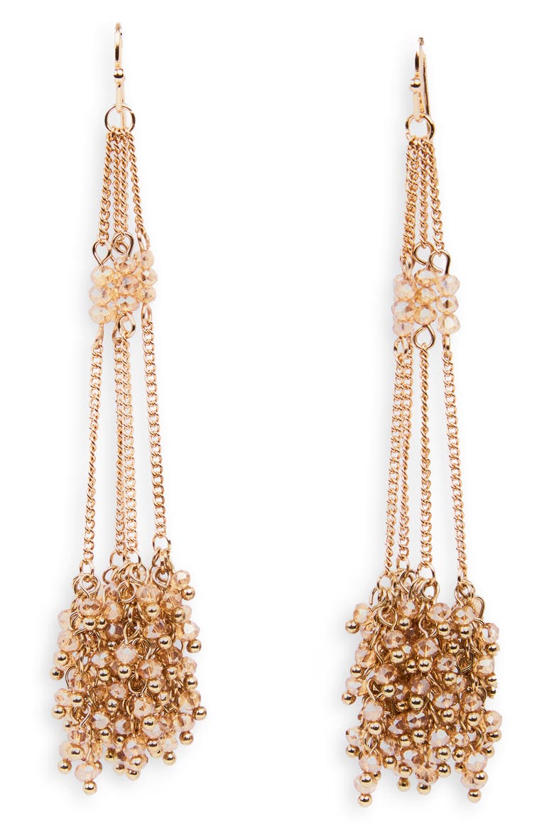 Cluster Tassel Drop Earrings, Main, color, GOLD