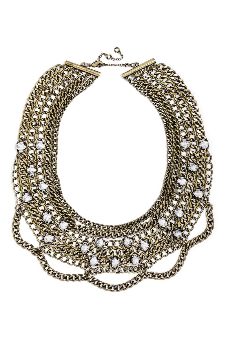 'Twinkle Chain' Bib Necklace, Main, color, ANTIQUE GOLD