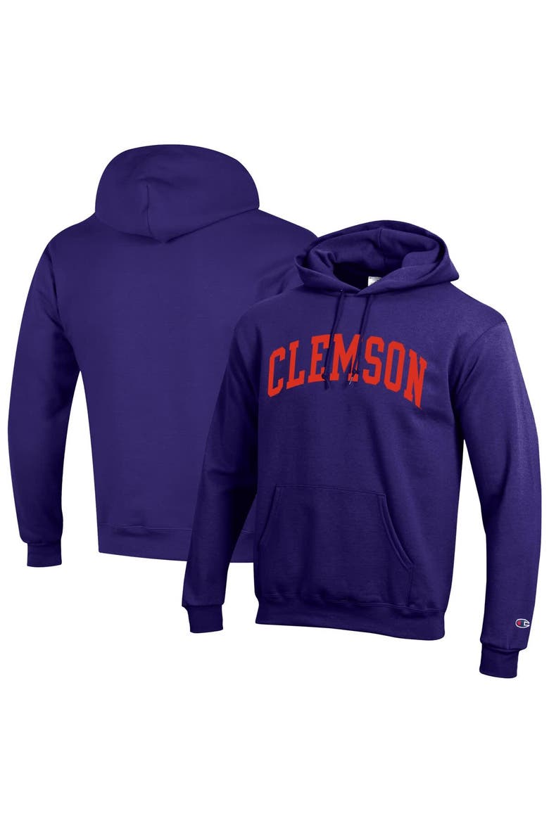 Men's Champion  Purple Clemson Tigers Basic Arch Fleece Pullover Hoodie, Main, color, Purple