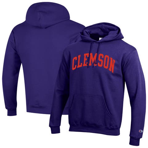 Men's Champion  Purple Clemson Tigers Basic Arch Fleece Pullover Hoodie