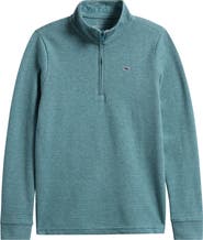vineyard vines Kids' Saltwater Stripe Quarter Zip Sweatshirt