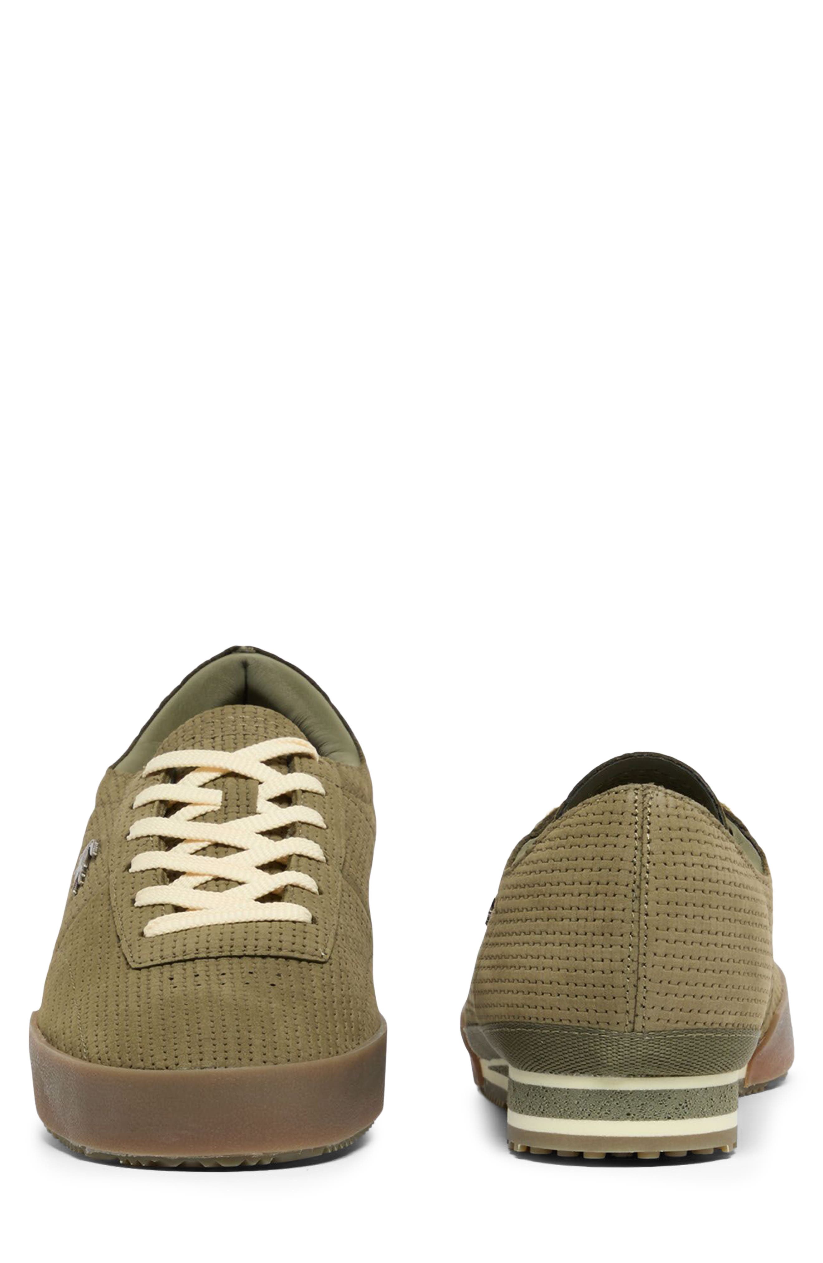 Lacoste Aura Embossed Leather Low Top Sneaker, Alternate, color, Khaki/ Gum
