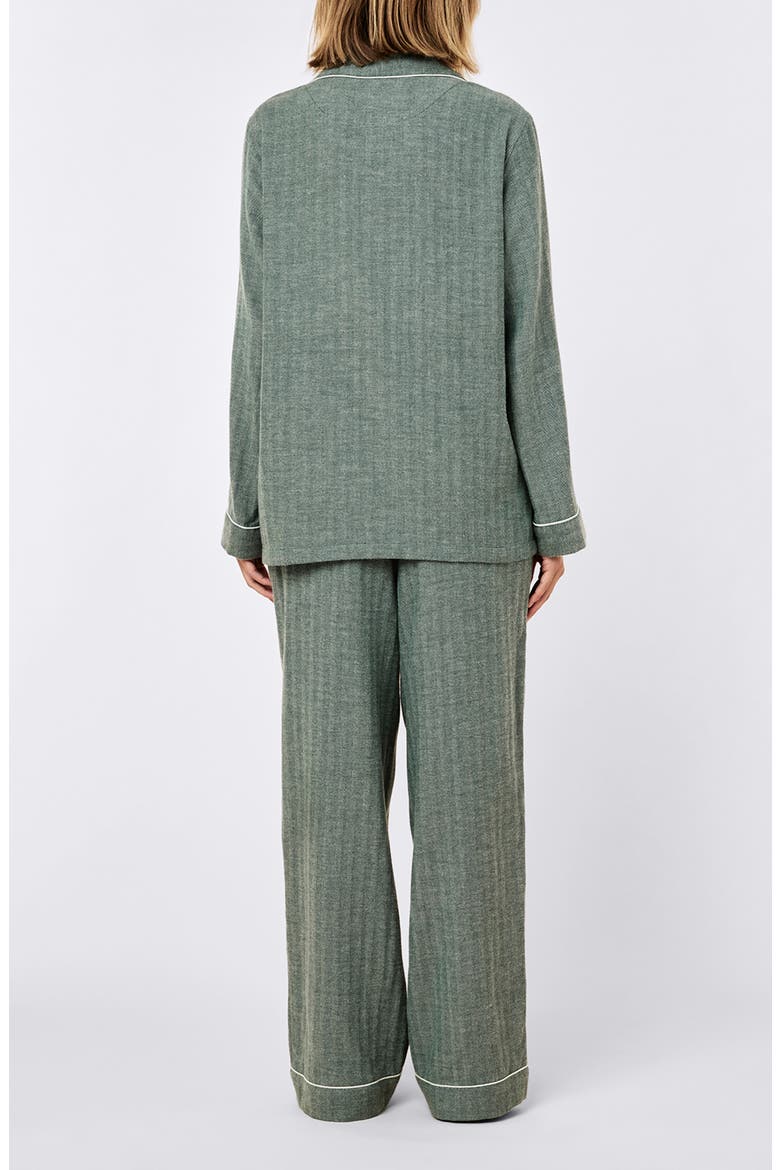 Brushed Herringbone Pajamas, Alternate, color, DEEP EMERALD