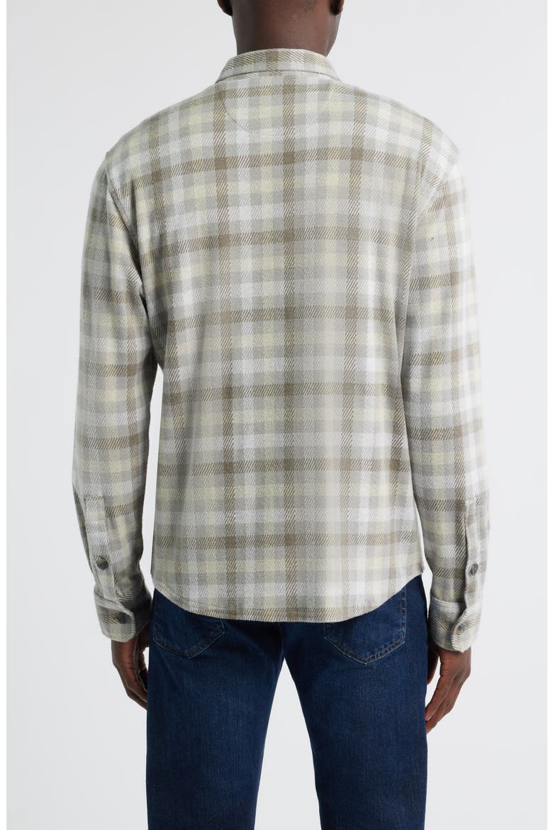 Marcelo Plaid Flannel Knit Button-Up Shirt, Alternate, color, LIGHT GRAY