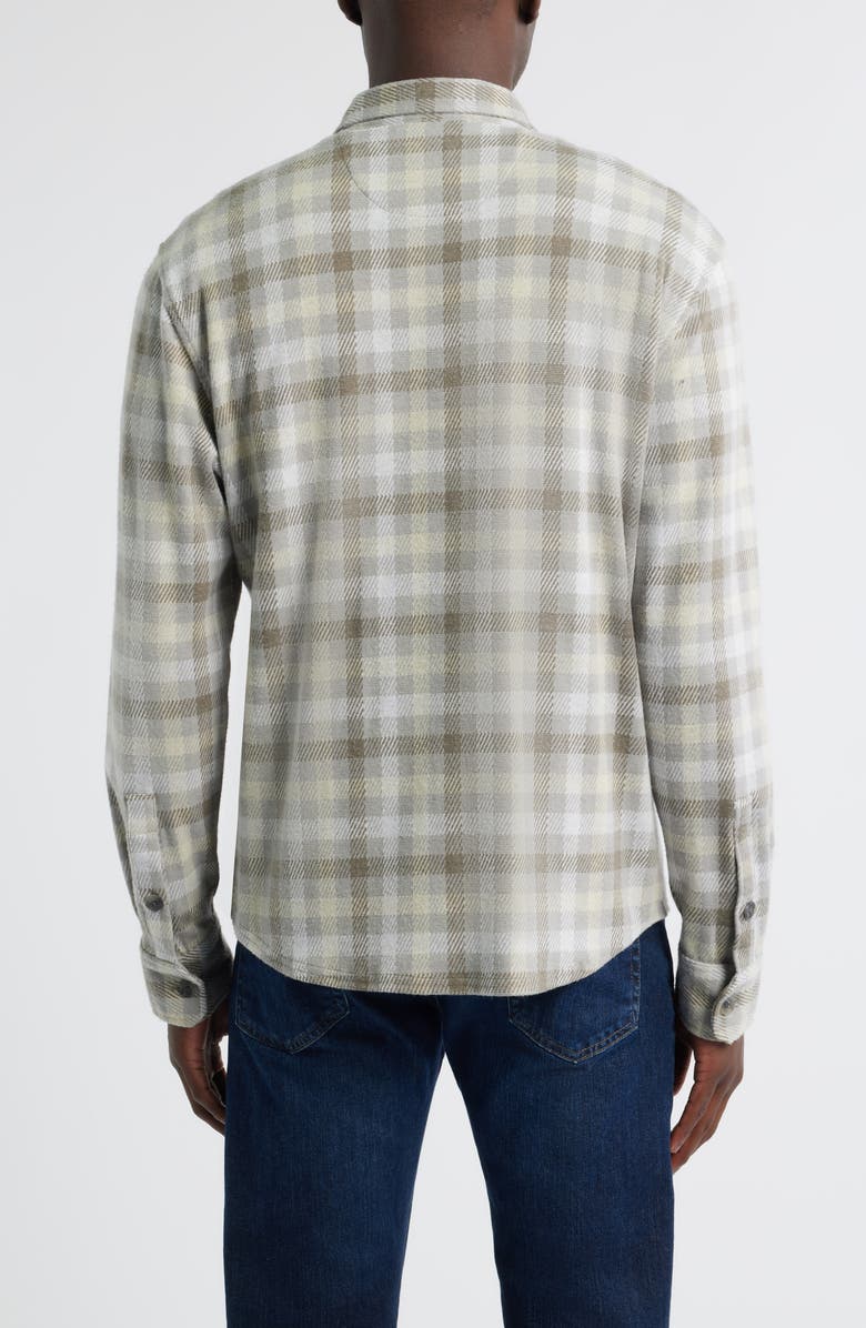 johnnie-O Marcelo Plaid Flannel Knit Button-Up Shirt, Alternate, color, Light Gray